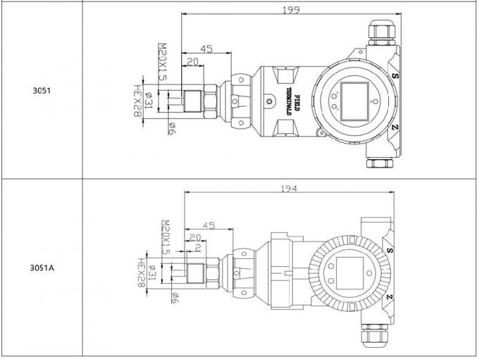 BP93420-III Transmisor de presión inteligente LCD OEM 4-20mA Transmisor de presión digital 3