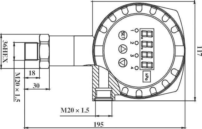 BPZK03D Transmisor de presión diferencial Controlador de presión digital con interruptor de 4 puntos 1