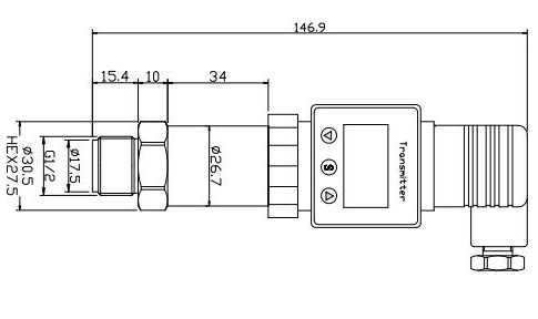 Pantalla de LCD de Led Sensor de presión del diafragma de tipo inteligente Transmisor de presión con pantalla IX 0
